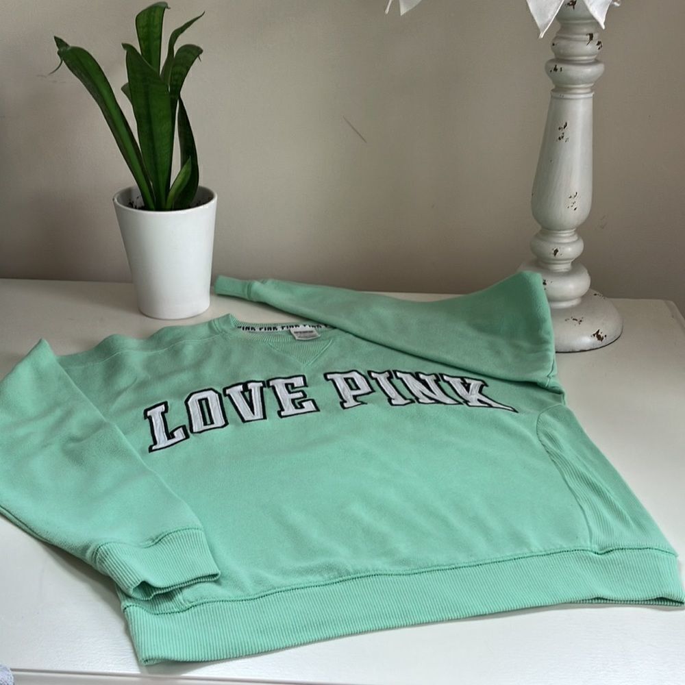 PINK Sweatshirt Size XS Green